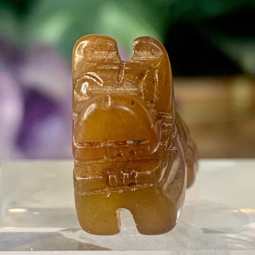 Hand Carved Jade Chinese Zodiac Tiger Drilled Animal Bead Stone Figurine 20th C. - Picture 5 of 15